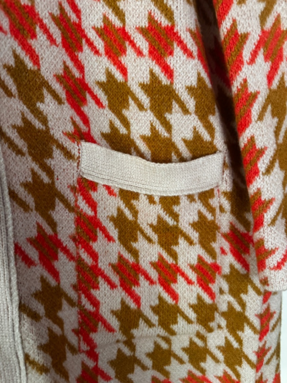 Anthropologie Women's Open Front Cardigan w/Pockets - Fall Houndstooth - Size 1X - Picture 2 of 4